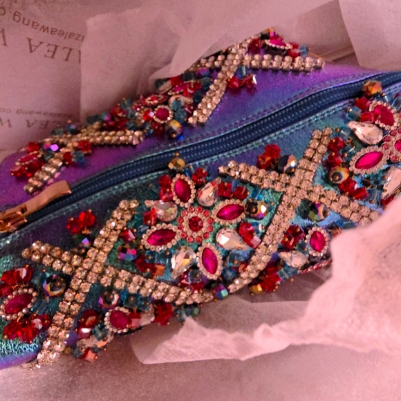 Azalea Wang Iridescent Art Deco Crystal Beaded Dress Stiletto Booties - Picture 16 of 17